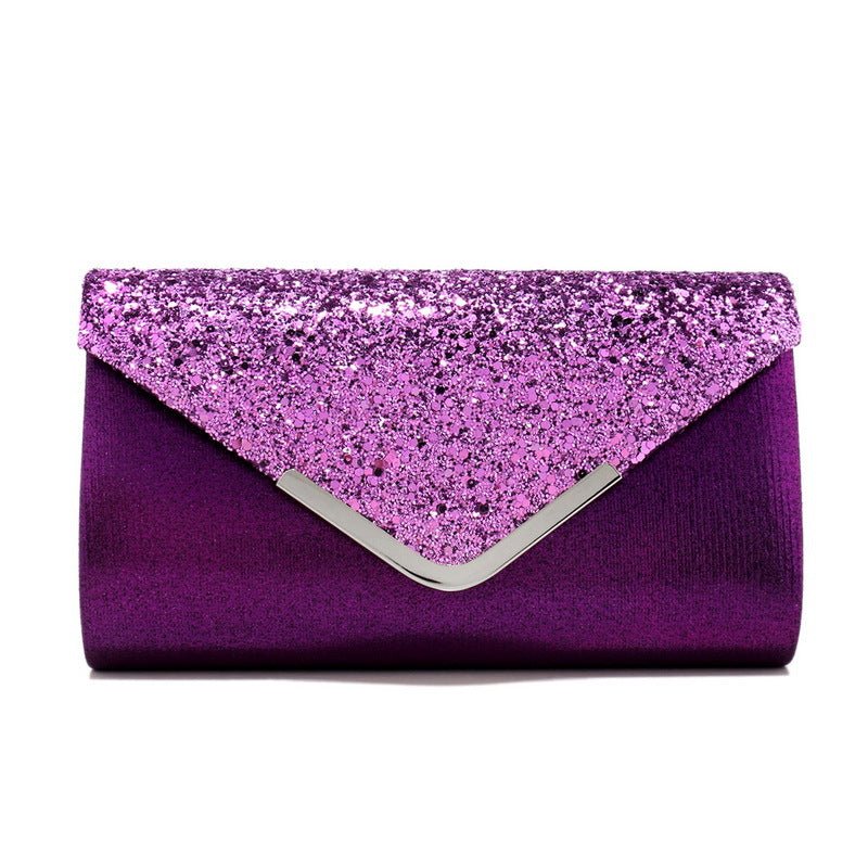 Back view of glitter envelope evening clutch bag