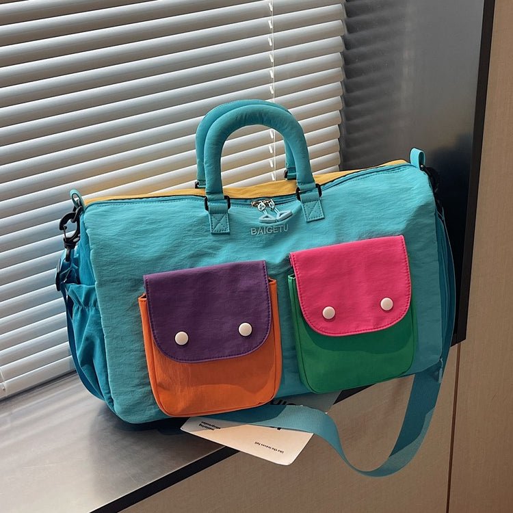 Colorblock Travel Duffel Bag – Lightweight Weekender Bag