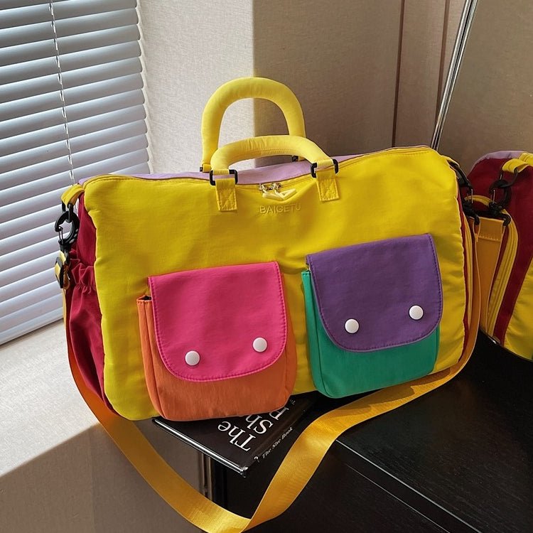 Colorblock Travel Duffel Bag – Lightweight Weekender Bag
