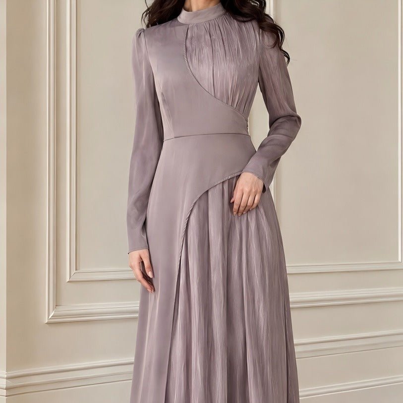 Colour-Block Pleated Maxi Dress(MS504) - Mariam's Collection