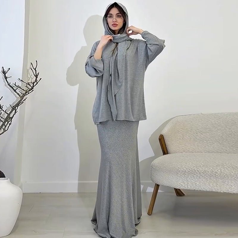 Comfortable Loose Hijab & Long Sleeve Skirt Set | Two - Piece Modest Outfit(MS127) - Mariam's Collection