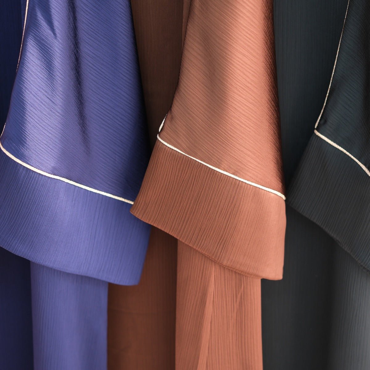 Contrast Colour Trimmed Robe - Modest Casual Dress with Flared Sleeves(MA280) - Mariam's Collection