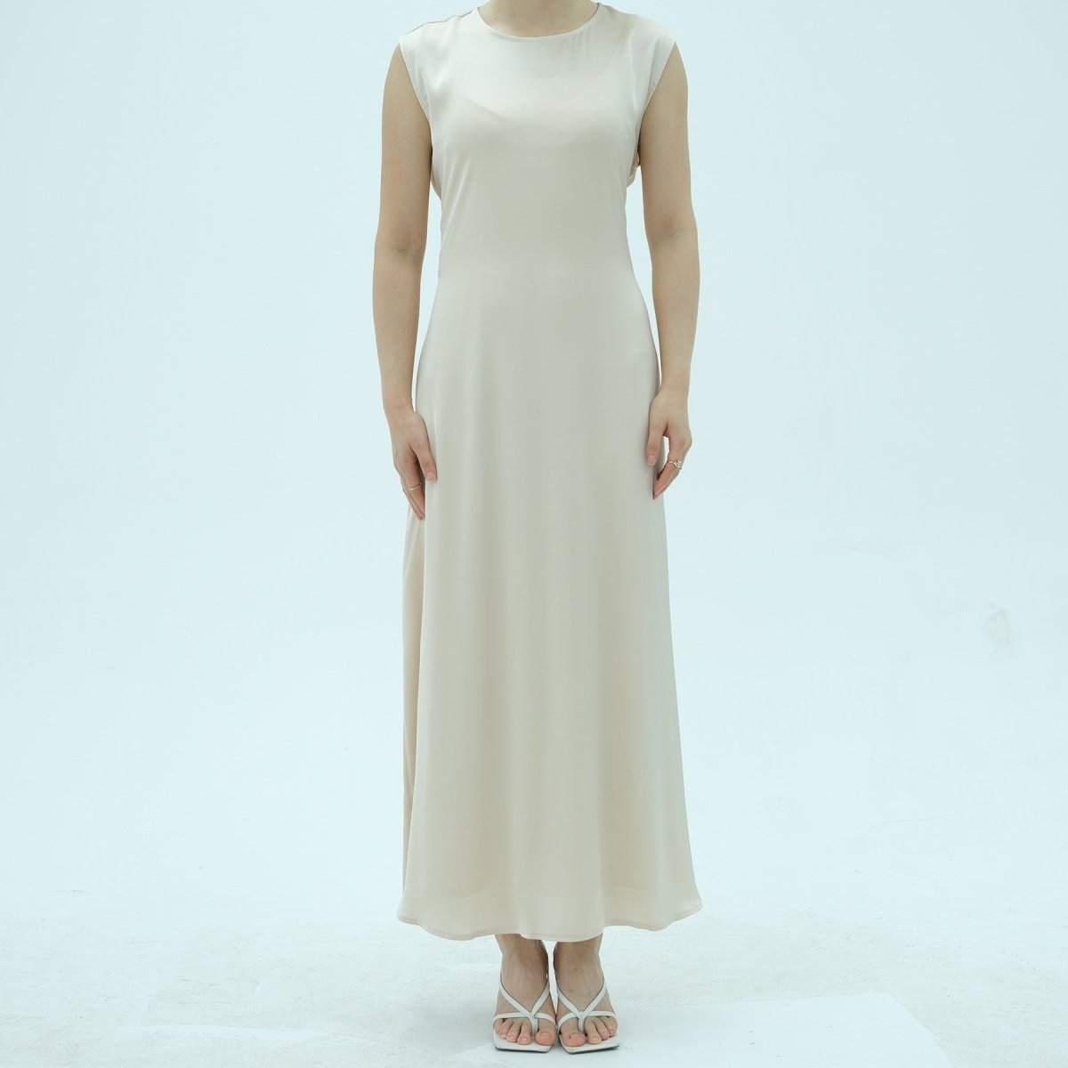 Corset-Back Lace-Up Sleeveless Maxi Dress(MS472) - Mariam's Collection