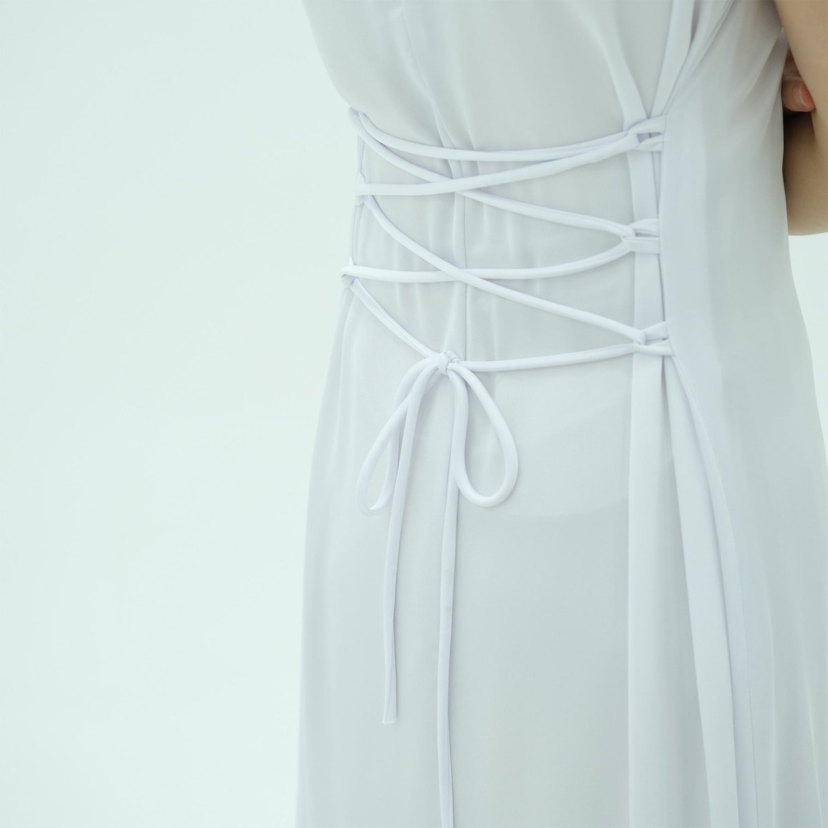 Corset-Back Lace-Up Sleeveless Maxi Dress(MS472) - Mariam's Collection