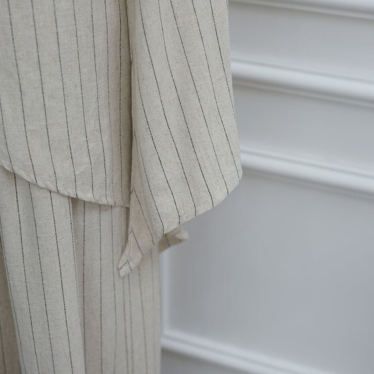 Cotton-Linen-Effect Pinstripe Tunic & Wide-Leg Pants Set(MS594) - Mariam's Collection