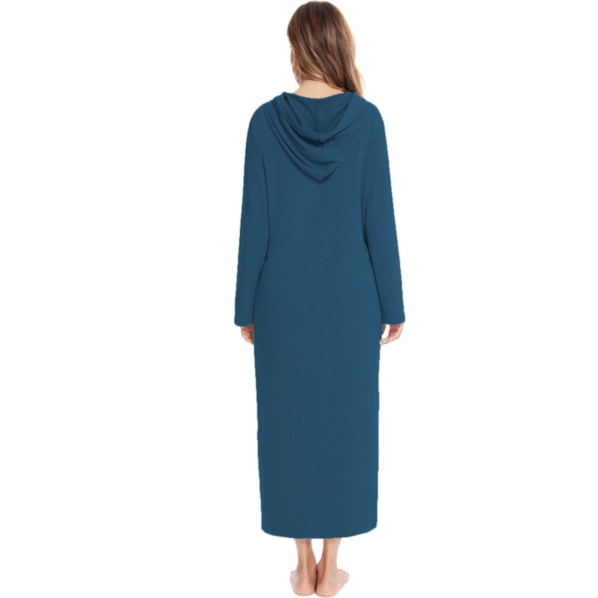 Cozy Longline Zip - Up Cardigan with Pockets | Home Wear Comfort(MS110) - Mariam's Collection