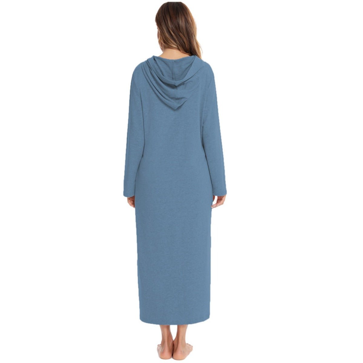 Cozy Longline Zip - Up Cardigan with Pockets | Home Wear Comfort(MS110) - Mariam's Collection
