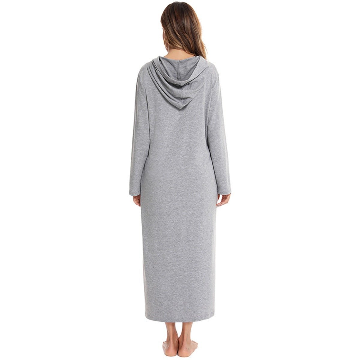 Cozy Longline Zip - Up Cardigan with Pockets | Home Wear Comfort(MS110) - Mariam's Collection