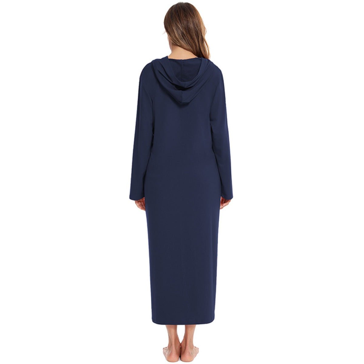 Cozy Longline Zip - Up Cardigan with Pockets | Home Wear Comfort(MS110) - Mariam's Collection