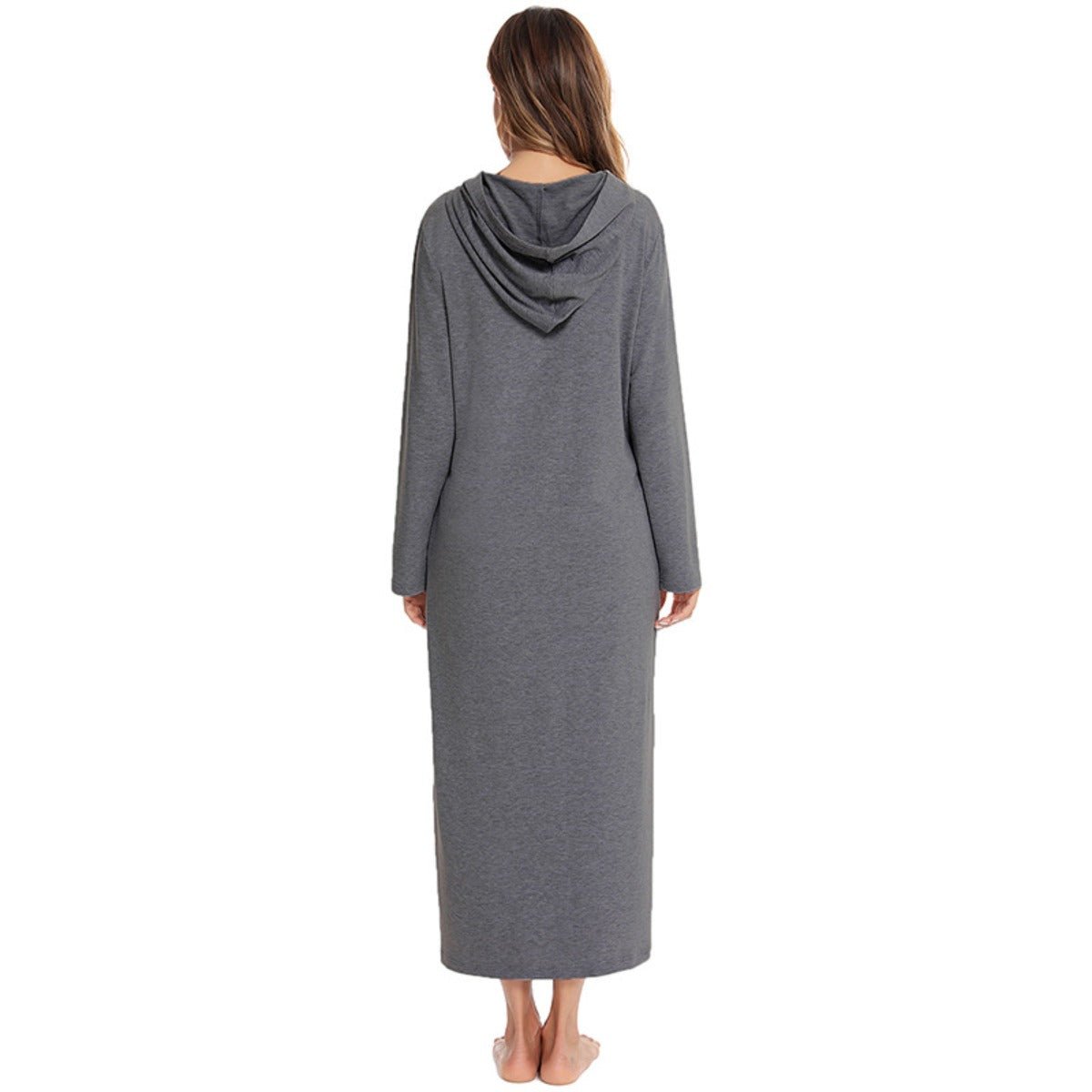 Cozy Longline Zip - Up Cardigan with Pockets | Home Wear Comfort(MS110) - Mariam's Collection