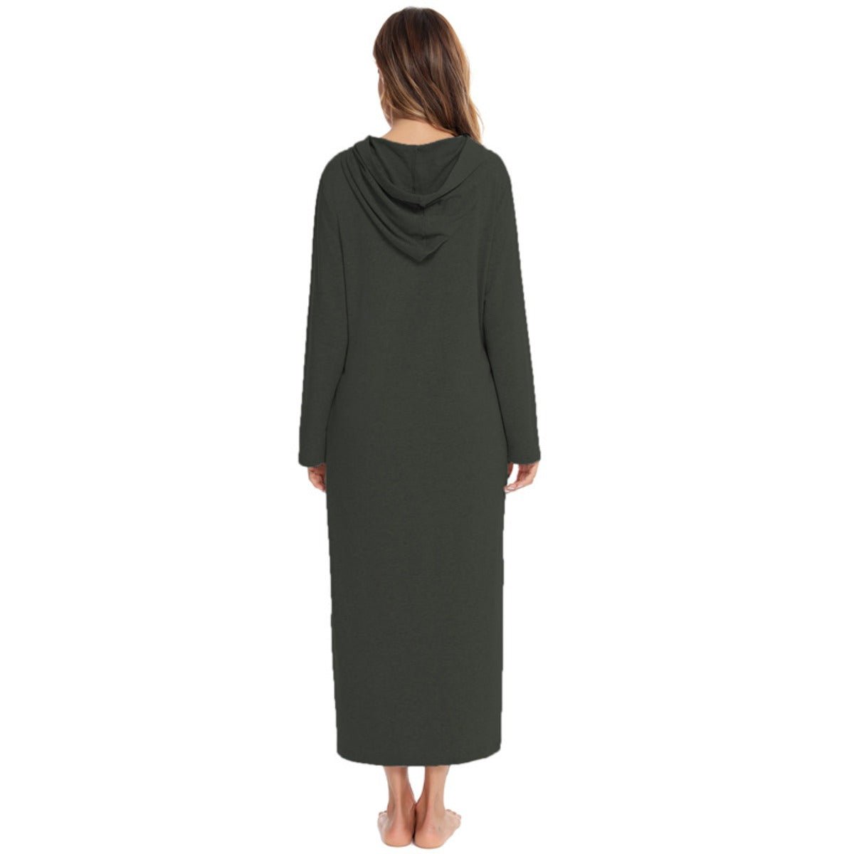 Cozy Longline Zip - Up Cardigan with Pockets | Home Wear Comfort(MS110) - Mariam's Collection