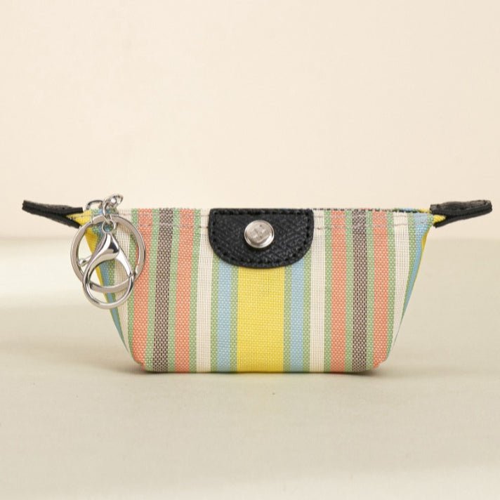 Cream Style Striped Mini Coin Purse & Keychain Pouch(MAC436) - Mariam's Collection