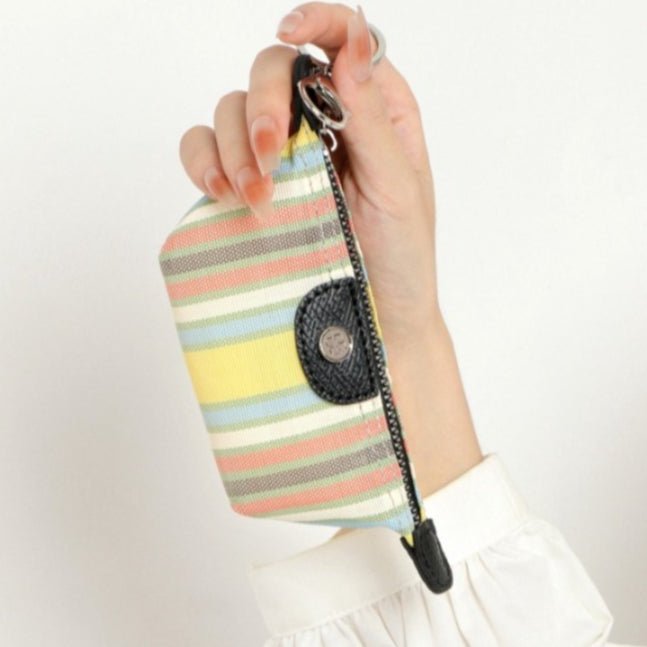 Cream Style Striped Mini Coin Purse & Keychain Pouch(MAC436) - Mariam's Collection