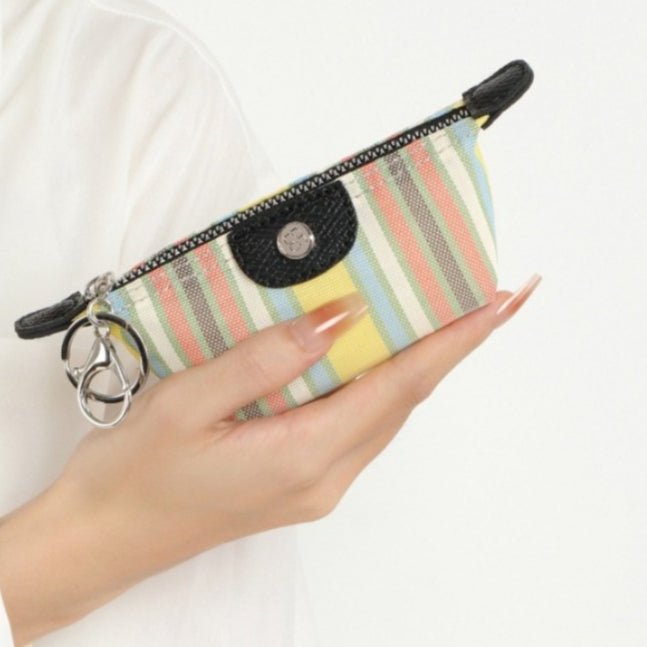 Cream Style Striped Mini Coin Purse & Keychain Pouch(MAC436) - Mariam's Collection