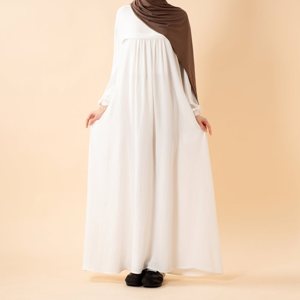 Crepe Abaya with Secure Pockets for Umrah (MA386) - Mariam's Collection