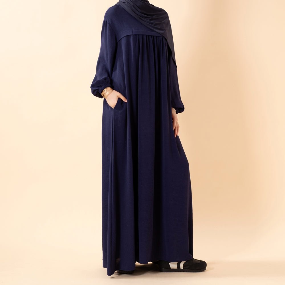 Crepe Abaya with Secure Pockets for Umrah (MA386) - Mariam's Collection