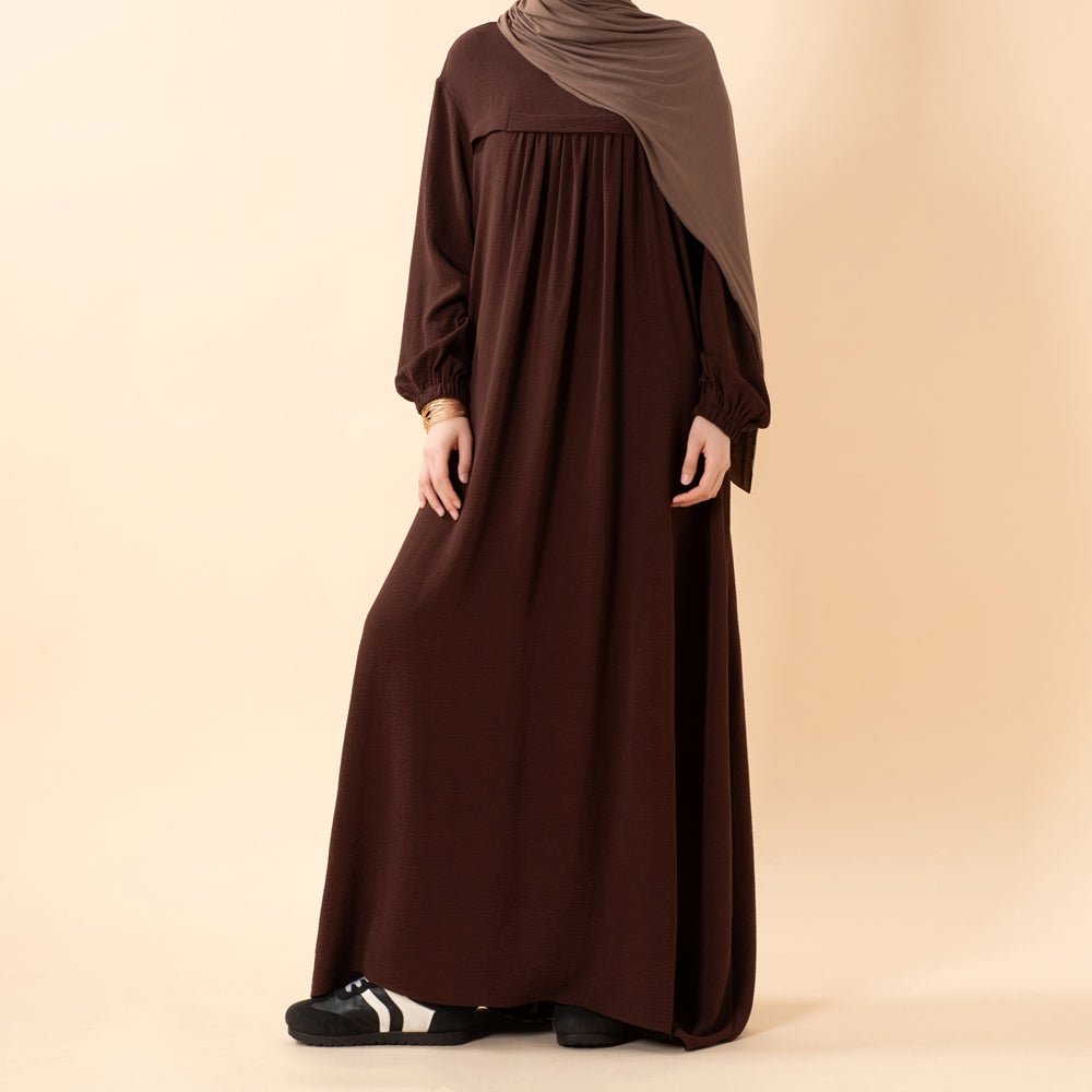 Crepe Abaya with Secure Pockets for Umrah (MA386) - Mariam's Collection