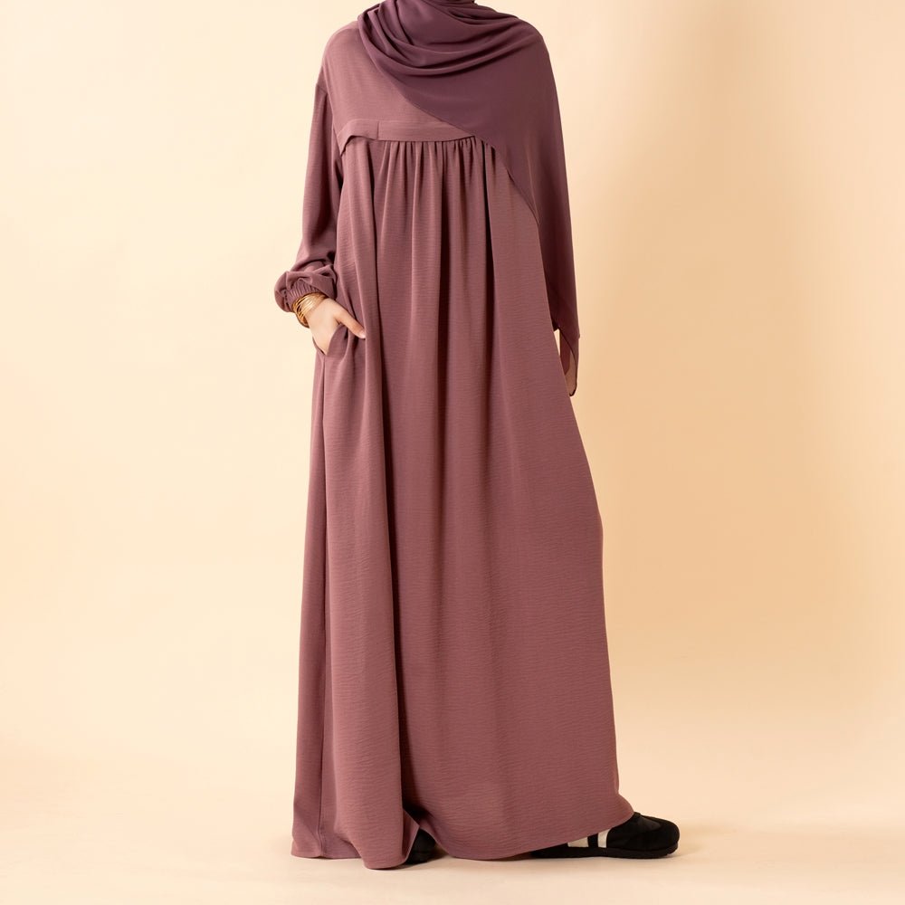 Crepe Abaya with Secure Pockets for Umrah (MA386) - Mariam's Collection