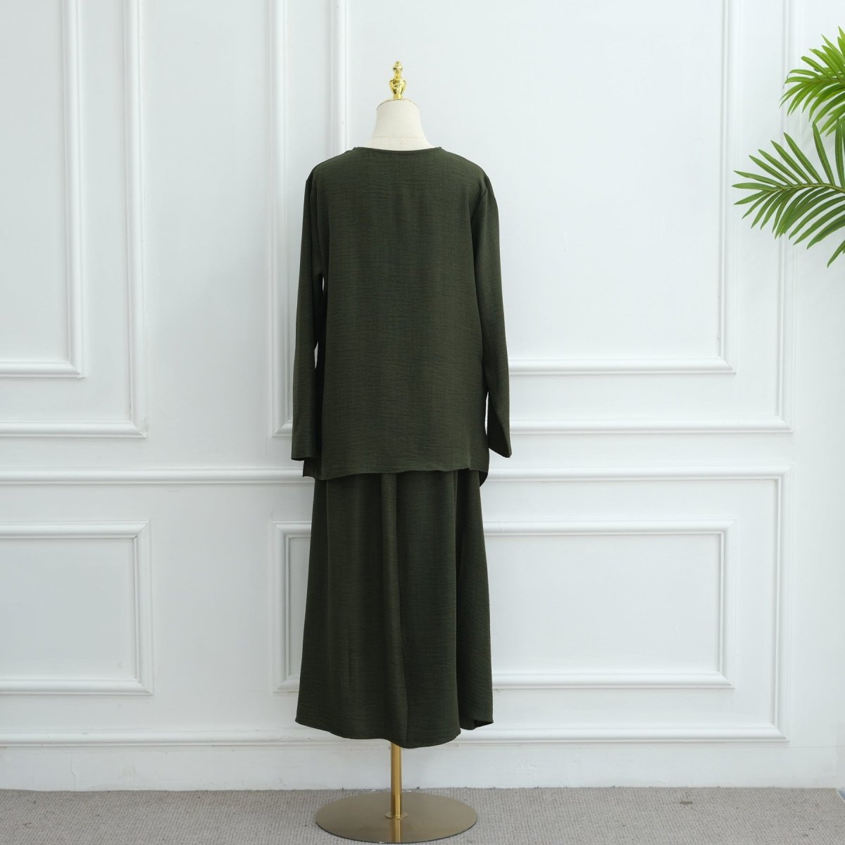 Cross-Wrap Waist Top & A-Line Maxi Skirt Set(MS475) - Mariam's Collection