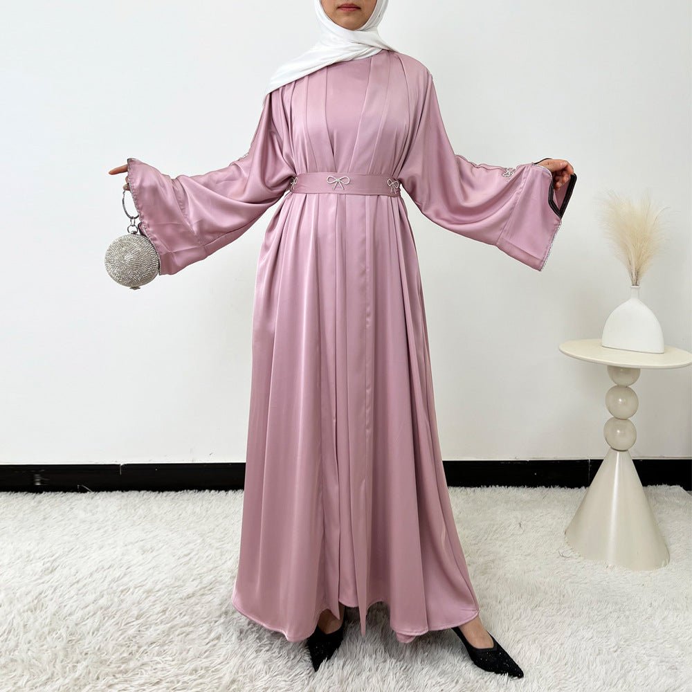 Crystal Bow Embellished Abaya 4 - Piece Set(MOA253) - Mariam's Collection
