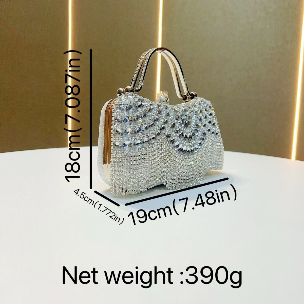 Crystal - Embellished Clutch Bag with Tassels – Versatile Evening Purse for Weddings & Galas (MAC276) - Mariam's Collection