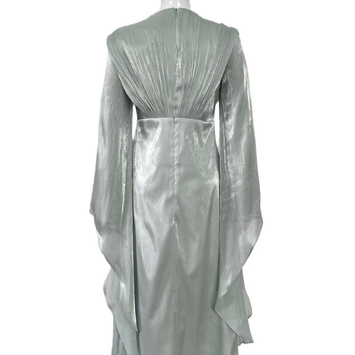 Crystal Embellished Shimmer Satin Maxi Dress(MS541) - Mariam's Collection
