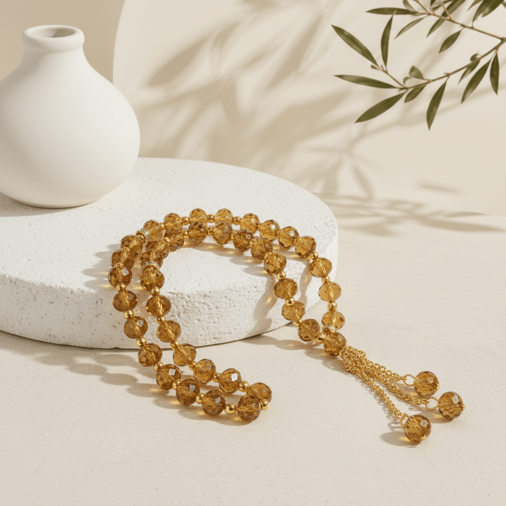 Crystal Glass Muslim Prayer Tasbeeh, 33pcs beads (MR039) - Mariam's Collection