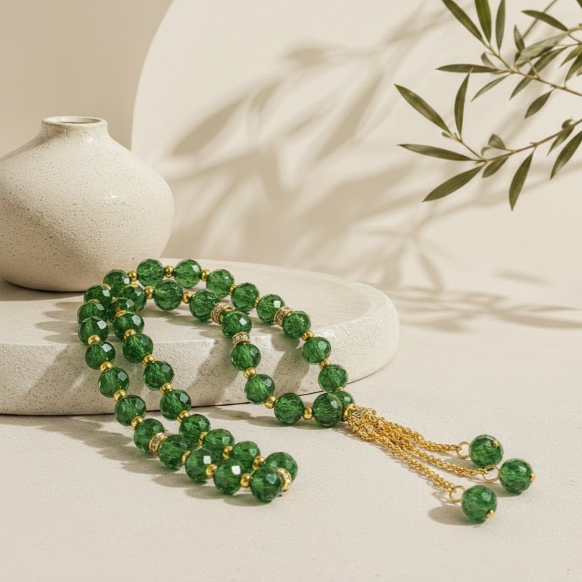 Crystal Glass Muslim Prayer Tasbeeh, 33pcs beads (MR039) - Mariam's Collection