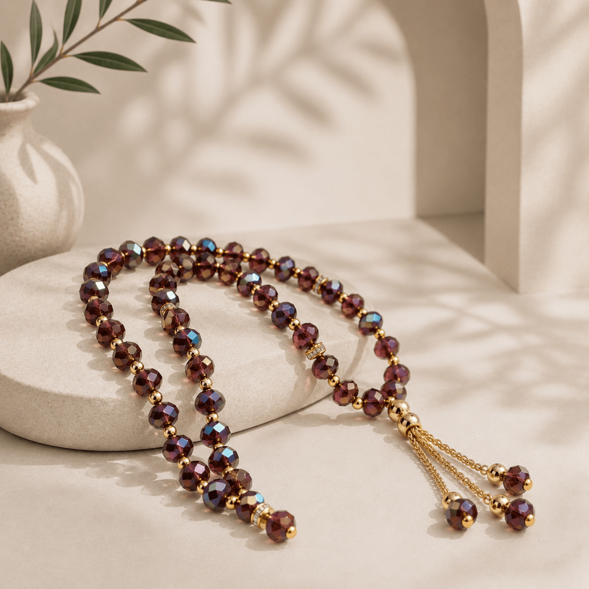 Crystal Glass Muslim Prayer Tasbeeh, 33pcs beads (MR039) - Mariam's Collection