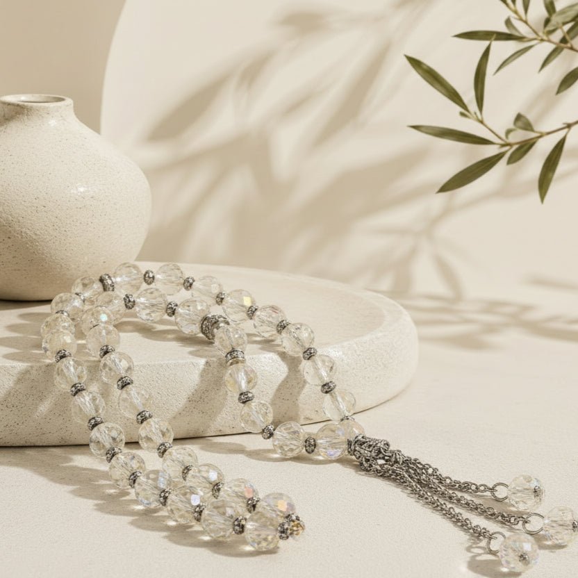 Crystal Glass Muslim Prayer Tasbeeh, 33pcs beads (MR039) - Mariam's Collection