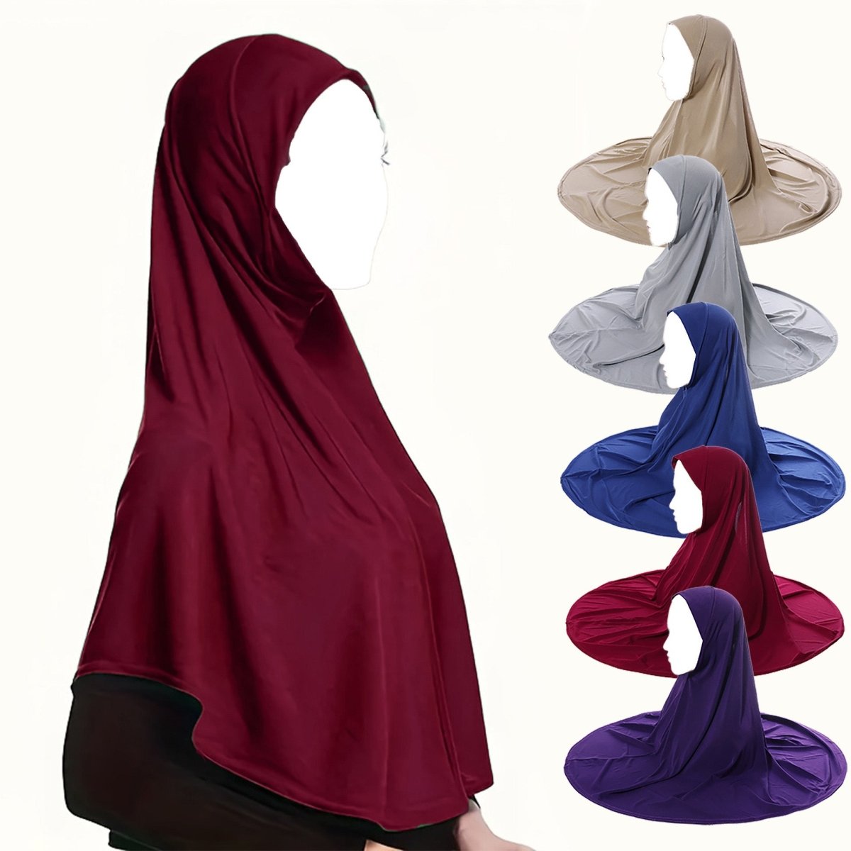 Crystal Linen Round Edge Khimar Hijab(MK028) - Mariam's Collection