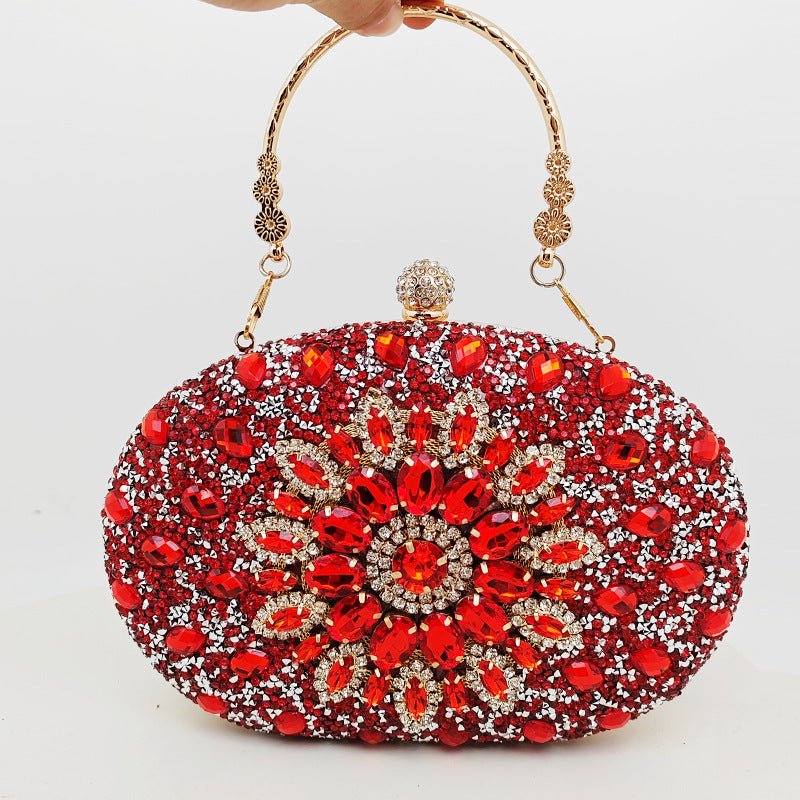 Crystal Sunflower Evening Clutch | Rhinestone Party Bag with Chain Handle(MAC356) - Mariam's Collection