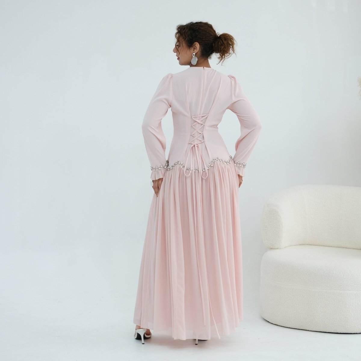 Opaque inner skirt lining shown at hemline