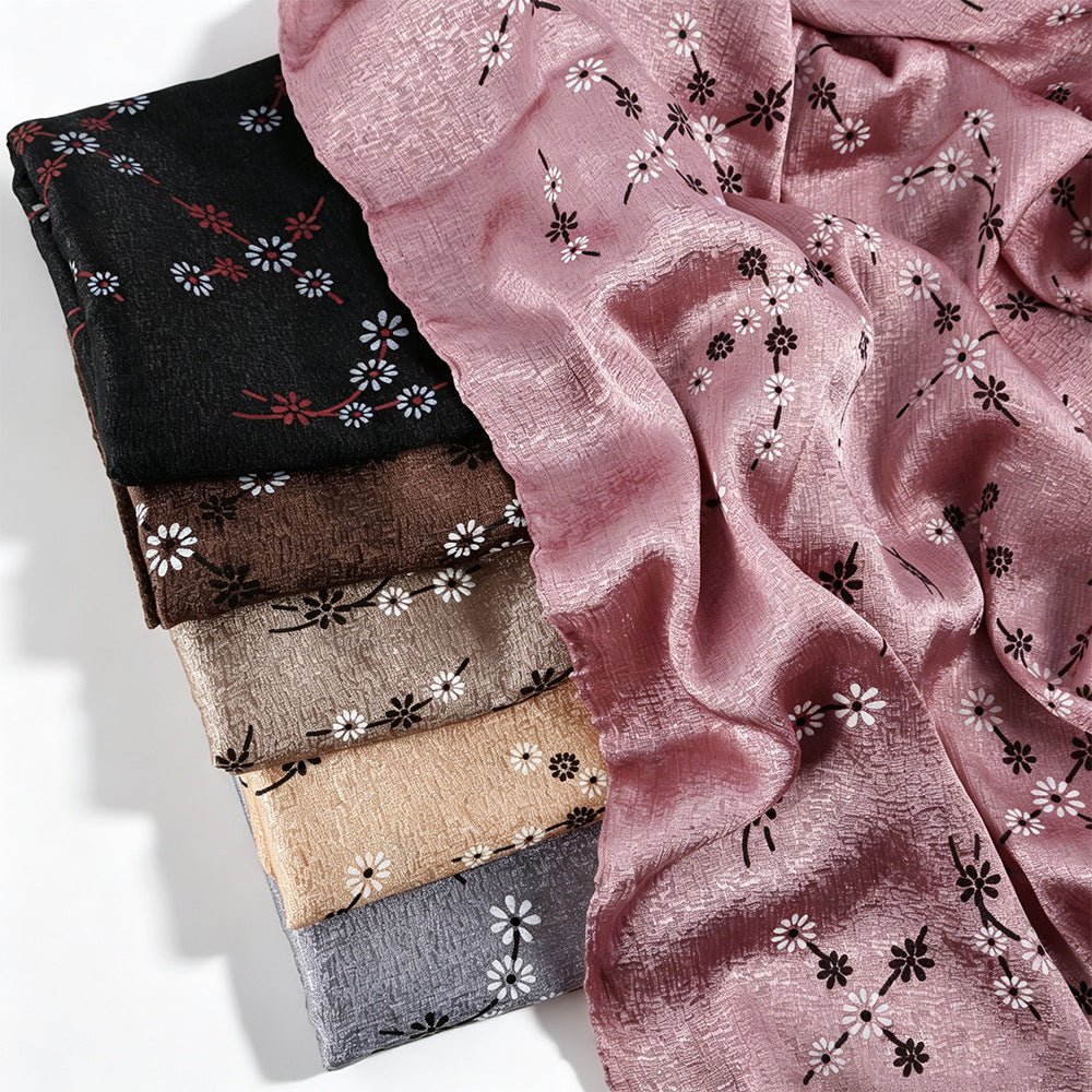 Daisy Floral Print Shimmer Hijab Scarf(MH245) - Mariam's Collection
