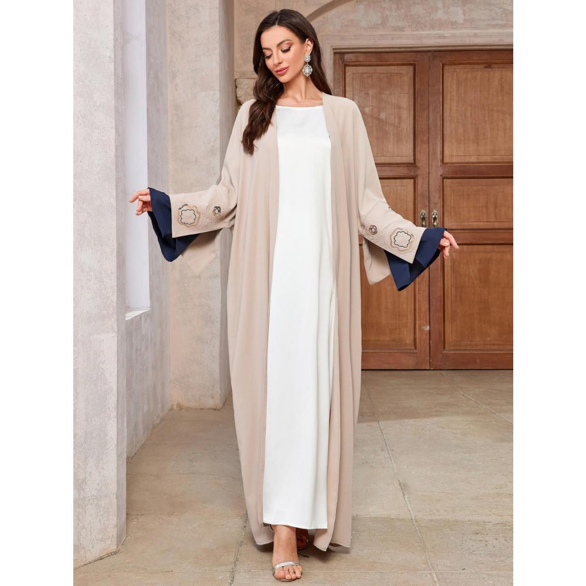 Desert Mirage Cardigan Set | Modest Muslim Luxury Batwing Sleeve Abaya. (MOA182) - Mariam's Collection