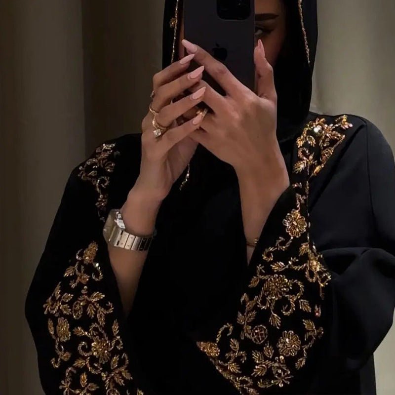 Diamond Elegance Abaya | Luxury Muslim Black Banquet Dress Evening Wear. (MOA184) - Mariam's Collection