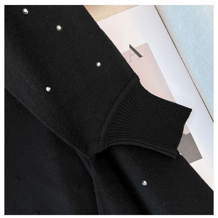 Diamond Embellished Cape Cardigan | Fringe Trim Knit Shawl Sweater(MS211) - Mariam's Collection