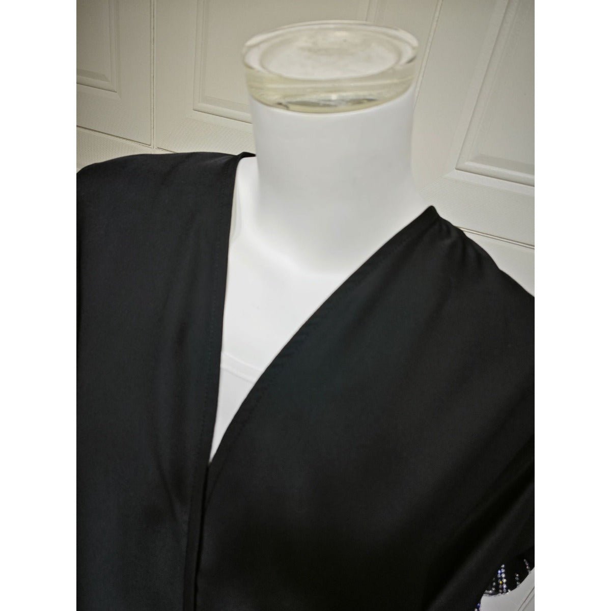 Diamond Embellished Open Front Cardigan Robe - Luxury Loose Fit Cover Up with Crystal Details(MOA213) - Mariam's Collection