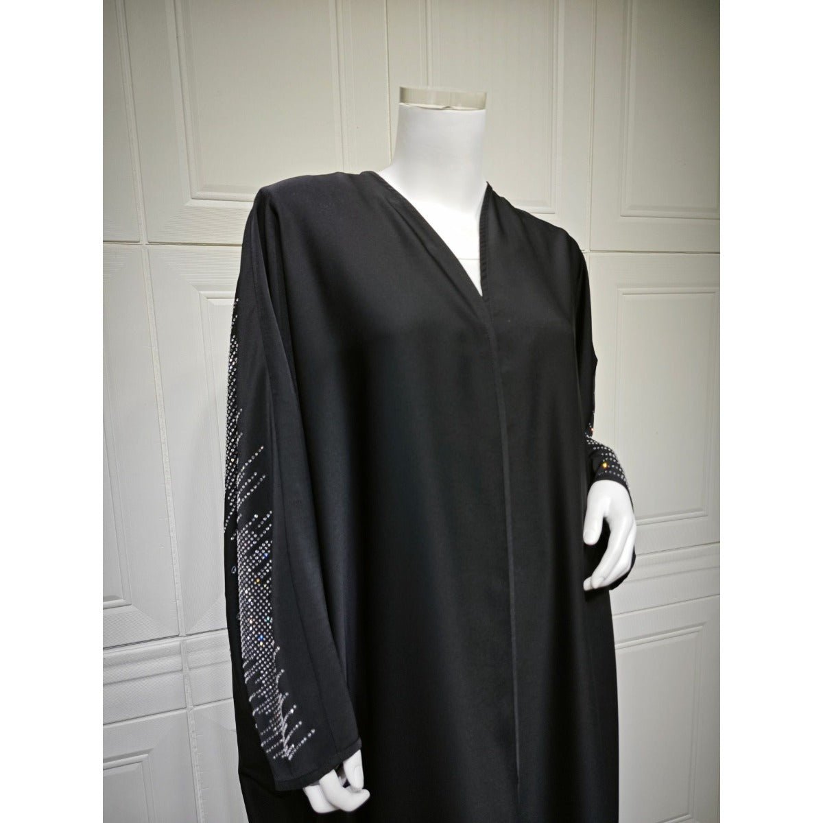 Diamond Embellished Open Front Cardigan Robe - Luxury Loose Fit Cover Up with Crystal Details(MOA213) - Mariam's Collection