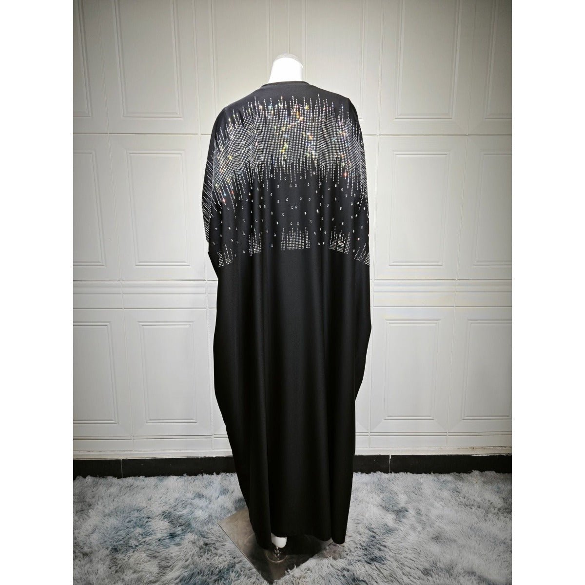 Diamond Embellished Open Front Cardigan Robe - Luxury Loose Fit Cover Up with Crystal Details(MOA213) - Mariam's Collection