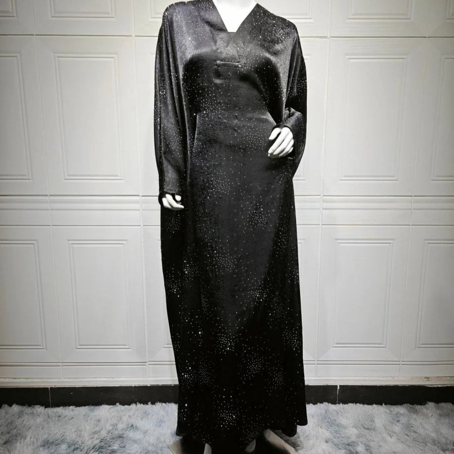Diamond Embellished Starry Night Abaya | Luxurious Sparkly Maxi Dress (MA287) - Mariam's Collection