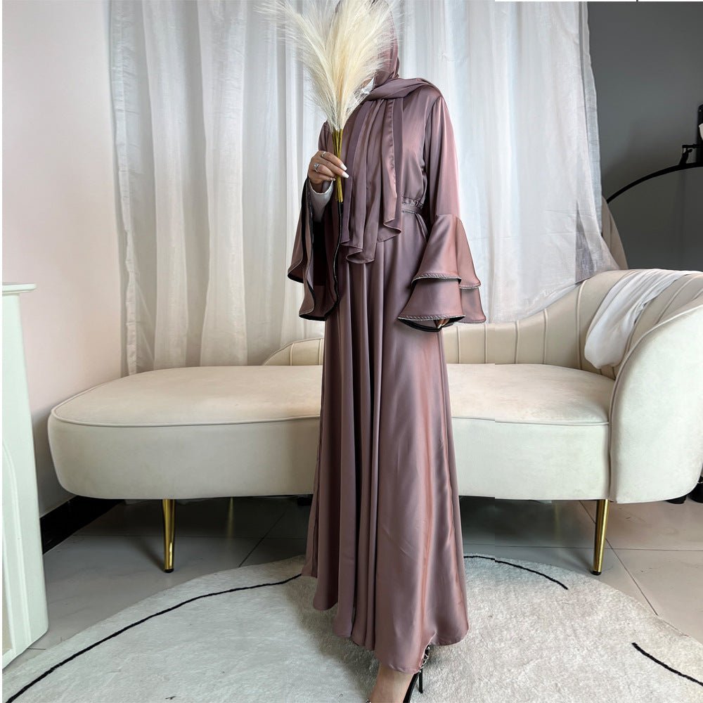 Diamond Modest Bell Sleeve Adjustable Waist Kaftan Dress Abaya with Hijab. (MA169) - Mariam's Collection