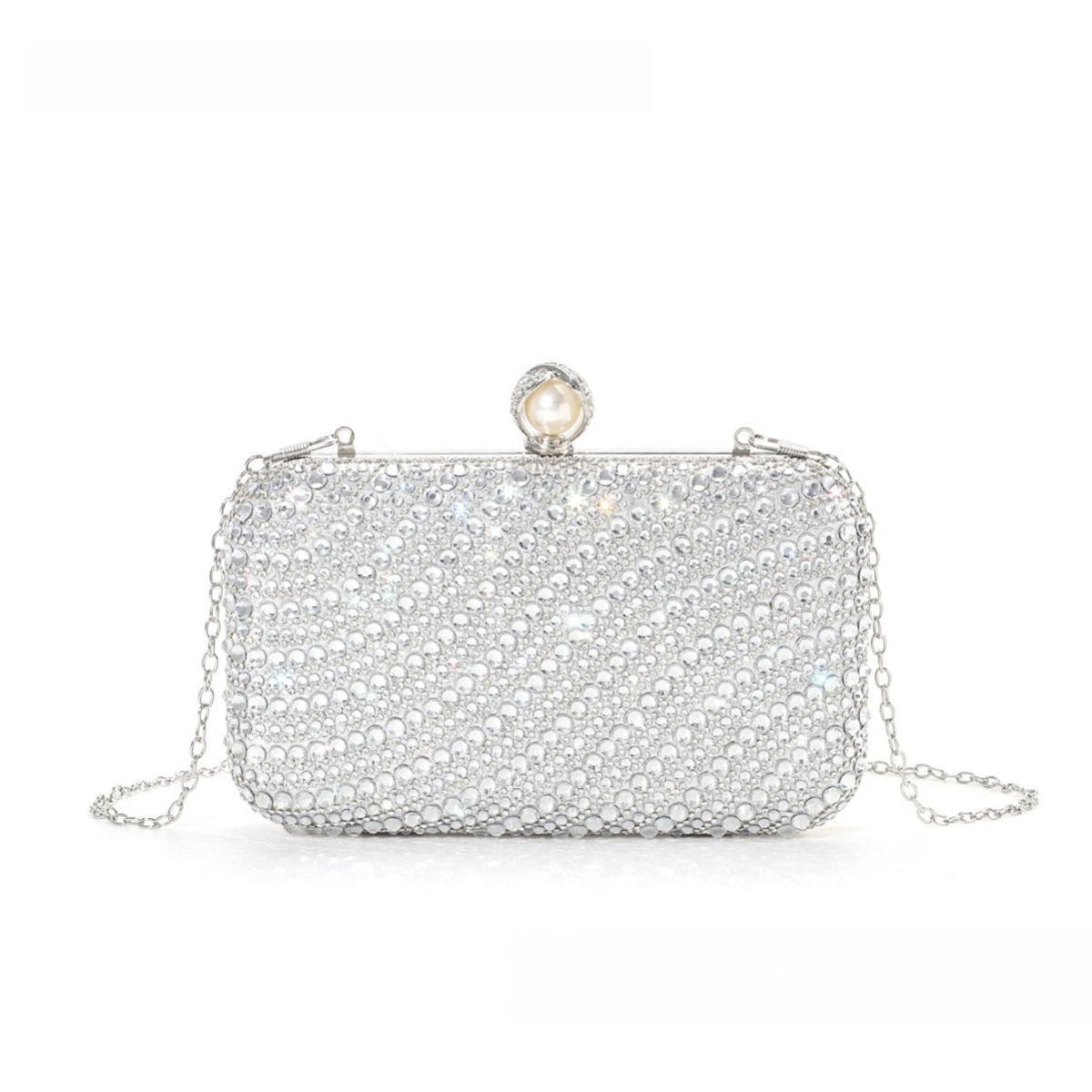 Diamond - Studded Pearl Party Clutch Versatile Crossbody Handheld Evening Bag for Glamorous Occasions (MAC280) - Mariam's Collection