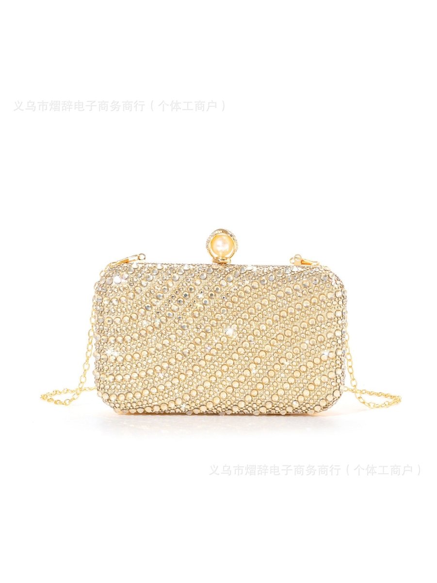Diamond - Studded Pearl Party Clutch Versatile Crossbody Handheld Evening Bag for Glamorous Occasions (MAC280) - Mariam's Collection