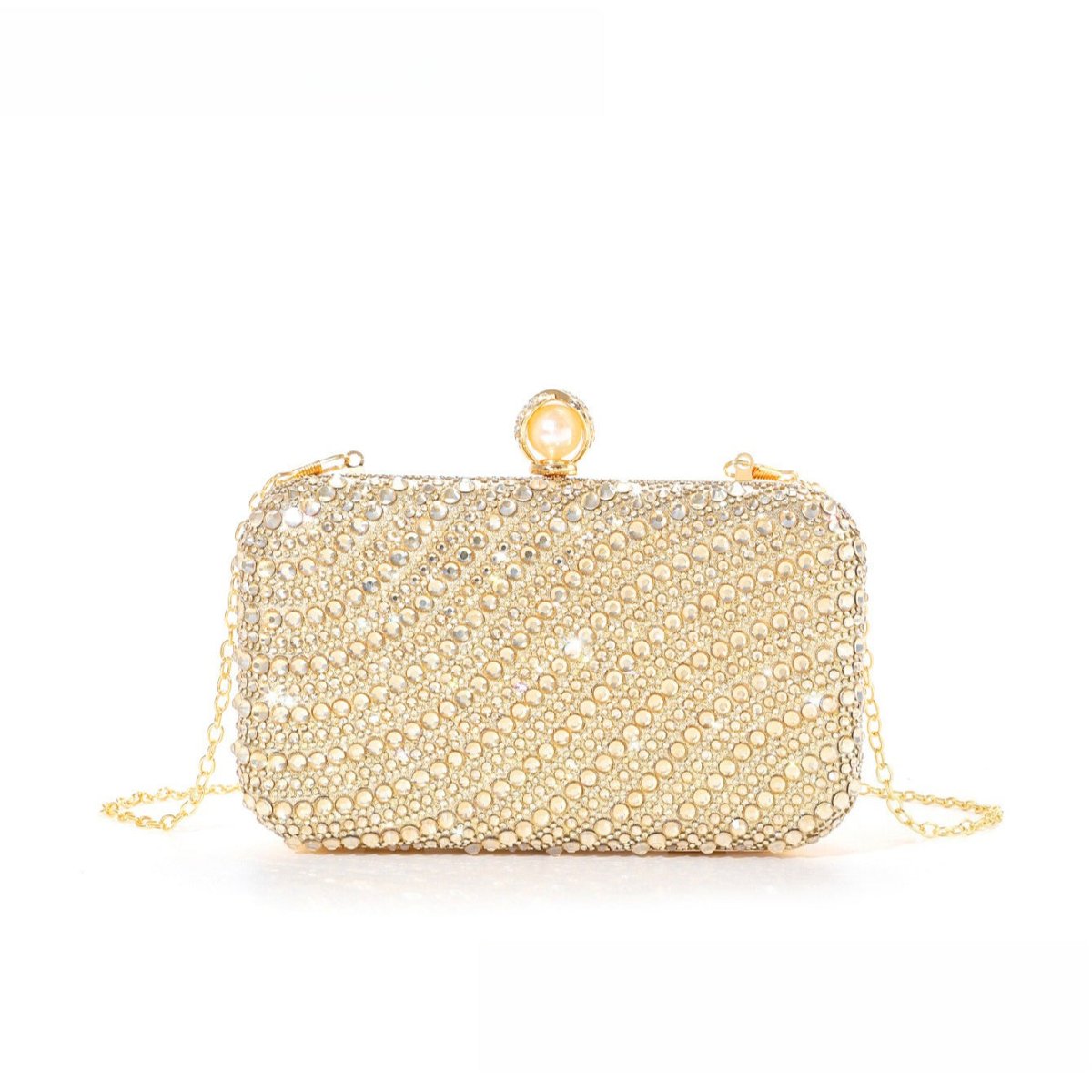 Diamond - Studded Pearl Party Clutch Versatile Crossbody Handheld Evening Bag for Glamorous Occasions (MAC280) - Mariam's Collection