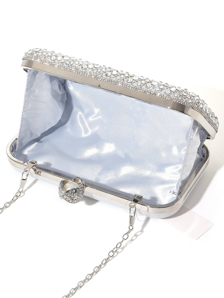 Diamond - Studded Pearl Party Clutch Versatile Crossbody Handheld Evening Bag for Glamorous Occasions (MAC280) - Mariam's Collection