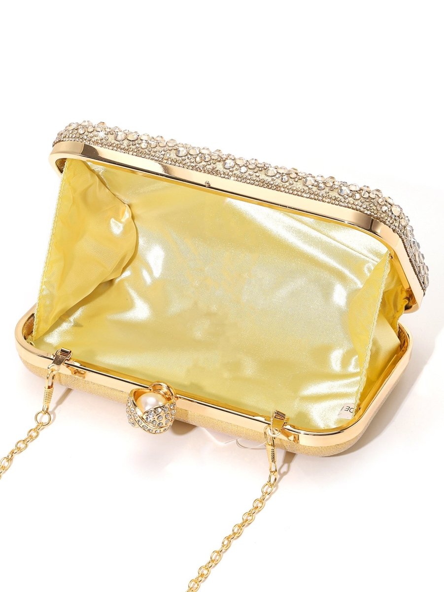 Diamond - Studded Pearl Party Clutch Versatile Crossbody Handheld Evening Bag for Glamorous Occasions (MAC280) - Mariam's Collection