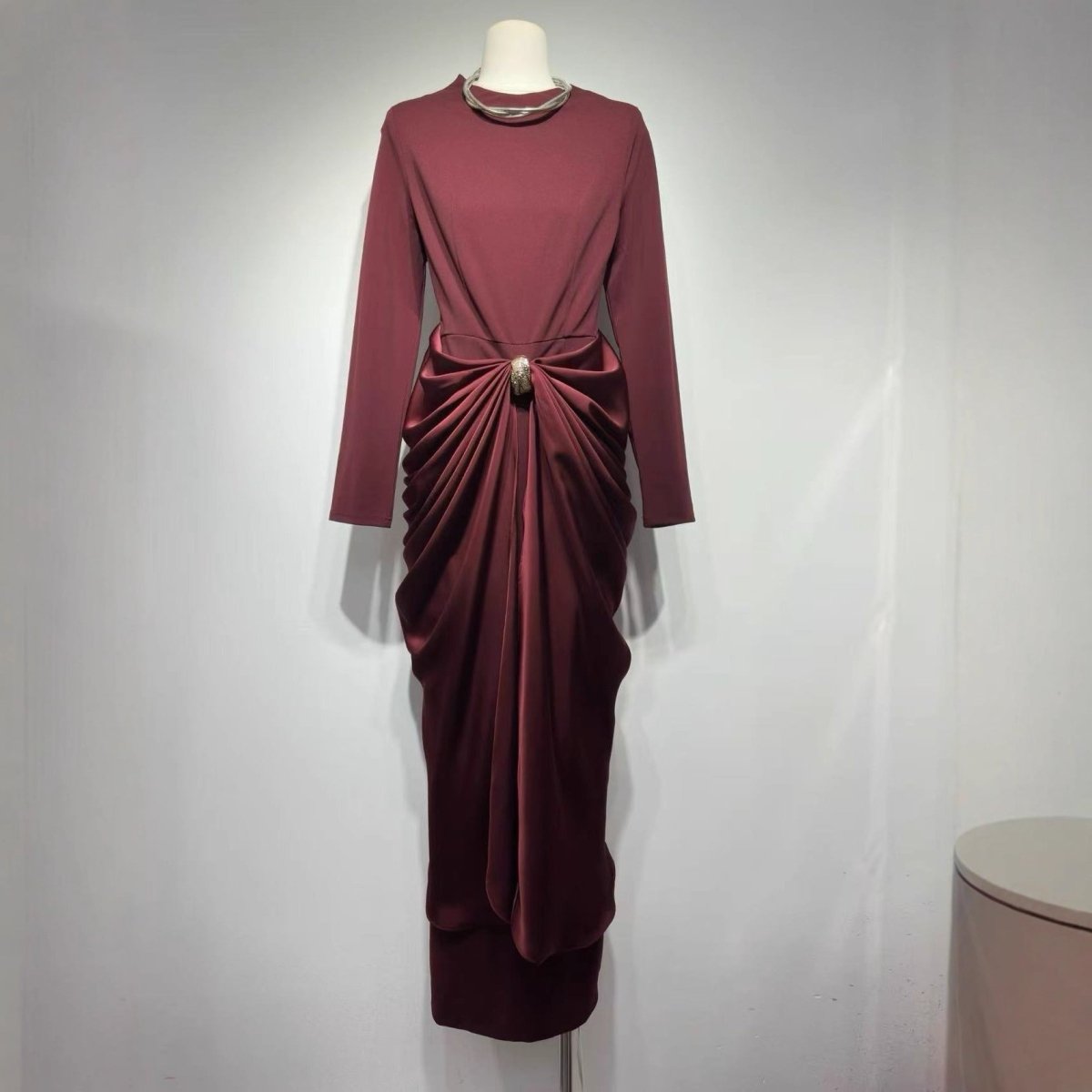 Draped Jersey Maxi Dress – Formal Occasion Jersey Abaya