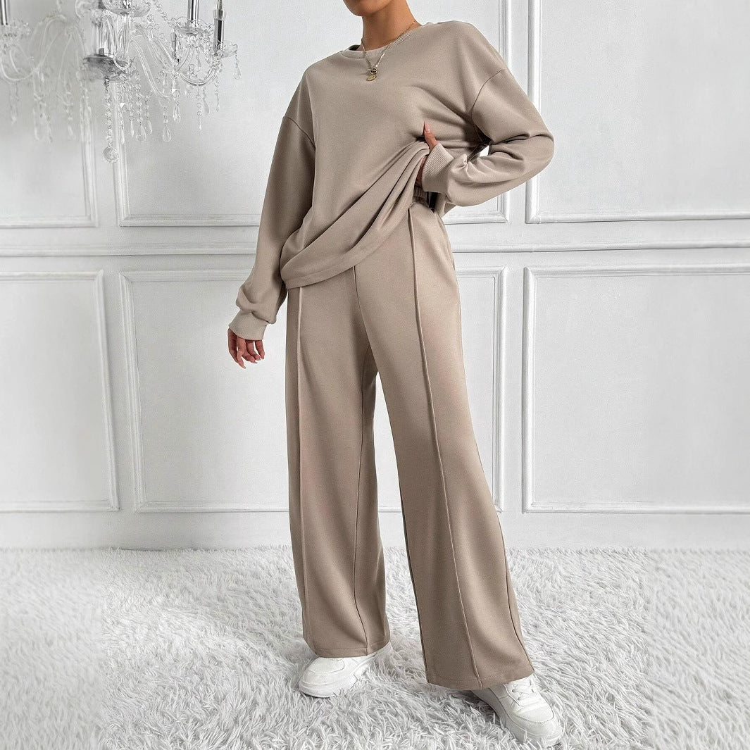 Drop Shoulder Sweatshirt & Wide-Leg Trouser Co-ord Set(MS528) - Mariam's Collection