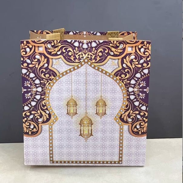 Ramadan Eid Mubarak Handheld Gift Bag Set | Islamic Printed Non-Woven Tote Bags (MAC389)